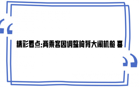 精彩看点：两乘客因调整椅背大闹机舱 喜提拘留所3日游 航班延误近两小时！