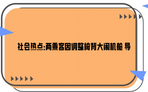 社会热点：两乘客因调整椅背大闹机舱 导致航班延误！！