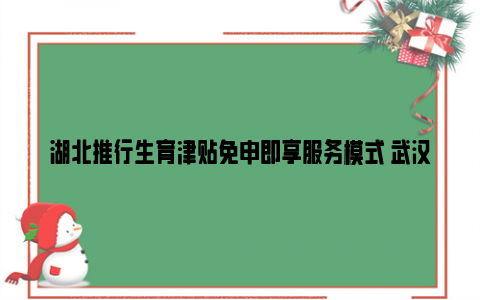 湖北推行生育津贴免申即享服务模式 武汉女职工生育津贴如何计算