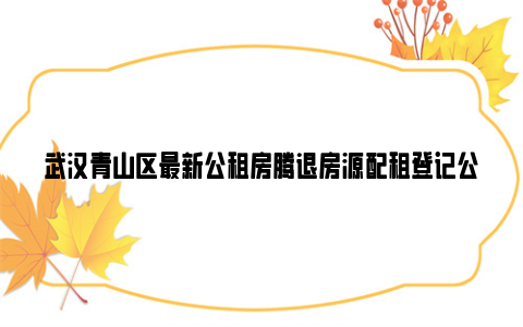 武汉青山区最新公租房腾退房源配租登记公告2023