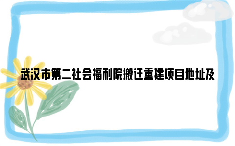 武汉市第二社会福利院搬迁重建项目地址及规划图