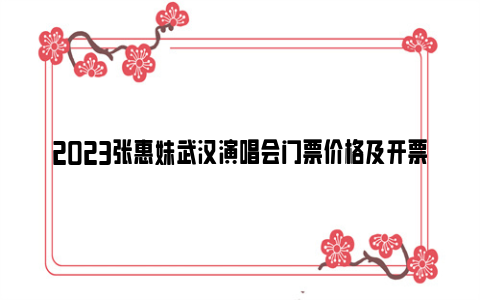 2023张惠妹武汉演唱会门票价格及开票时间