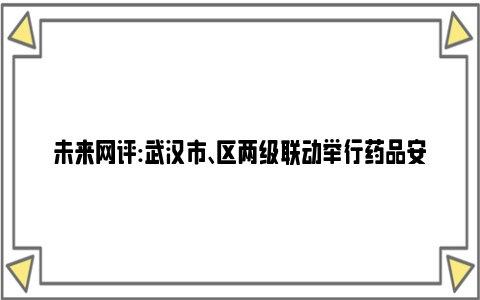 未来网评:武汉市、区两级联动举行药品安全事故应急演练