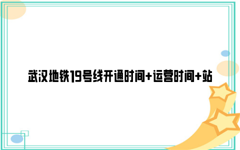 武汉地铁19号线开通时间+运营时间+站点设置+换乘站