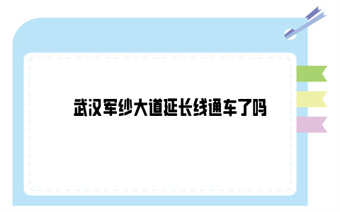 武汉军纱大道延长线通车了吗