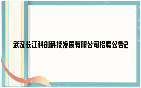 武汉长江科创科技发展有限公司招聘公告2023