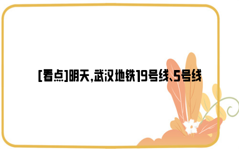 [看点]明天，武汉地铁19号线、5号线二期开通初期运营