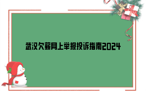 武汉欠薪网上举报投诉指南2024