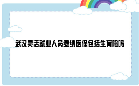 武汉灵活就业人员缴纳医保包括生育险吗