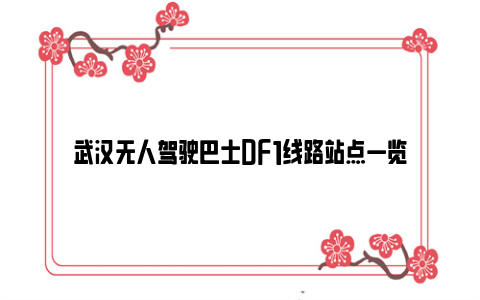 武汉无人驾驶巴士DF1线路站点一览