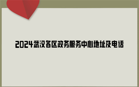 2024武汉各区政务服务中心地址及电话