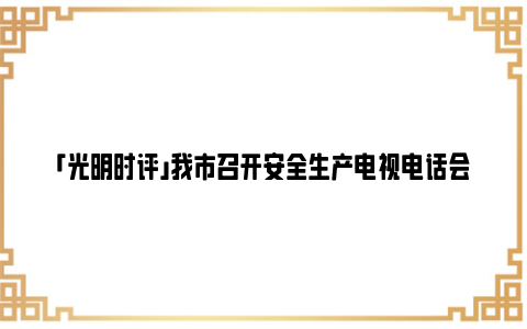 「光明时评」我市召开安全生产电视电话会议暨市安委会2024年度第一次扩大会议：认真排查隐患、狠抓落实落细，毫不松懈做好安全生产工作