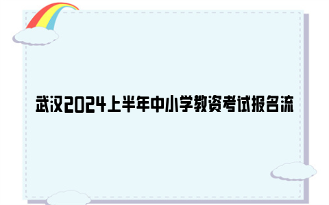 武汉2024上半年中小学教资考试报名流程