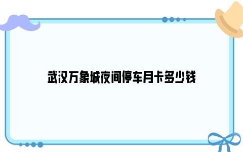 武汉万象城夜间停车月卡多少钱