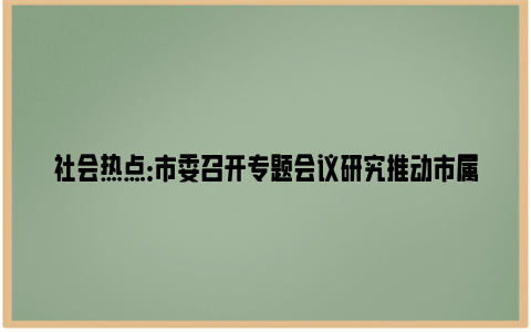 社会热点：市委召开专题会议研究推动市属高校高质量发展：全面提高办学育人水平，培养更多可堪大用能担重任的高素质人才