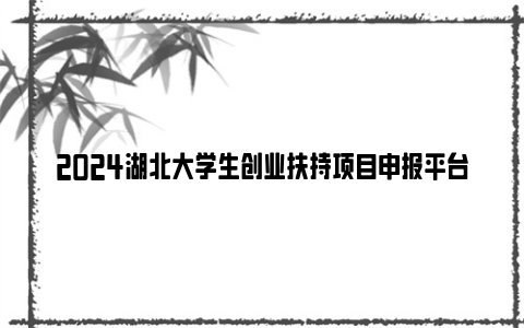 2024湖北大学生创业扶持项目申报平台+申报条件+申报材料