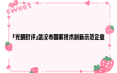 「光明时评」武汉市国家技术创新示范企业数量稳居副省级城市首位