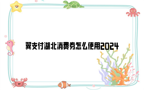 翼支付湖北消费券怎么使用2024