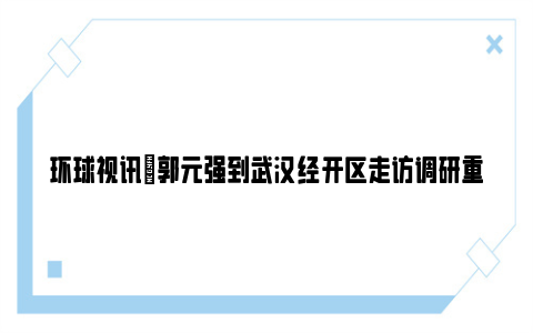 环球视讯|郭元强到武汉经开区走访调研重点企业和项目：推动经济运行开好局起好步，为完成全年目标任务打下坚实基础