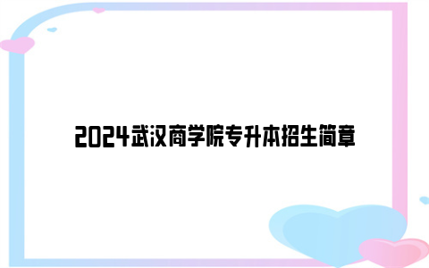 2024武汉商学院专升本招生简章