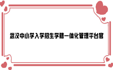 武汉中小学入学招生学籍一体化管理平台官网入口2024