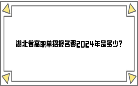 湖北省高职单招报名费2024年是多少？