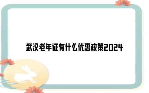 武汉老年证有什么优惠政策2024