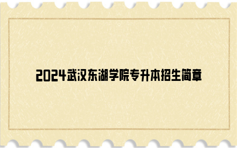 2024武汉东湖学院专升本招生简章