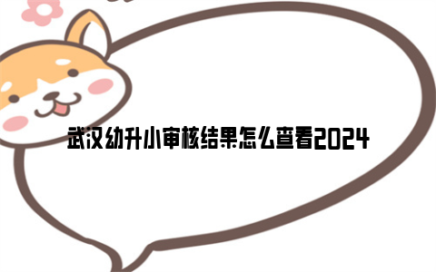 武汉幼升小审核结果怎么查看2024