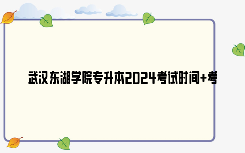 武汉东湖学院专升本2024考试时间+考试地点+成绩查询时间