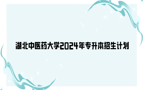 湖北中医药大学2024年专升本招生计划（各专业）