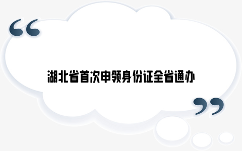 湖北省首次申领身份证全省通办