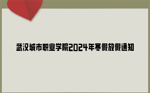 武汉城市职业学院2024年寒假放假通知