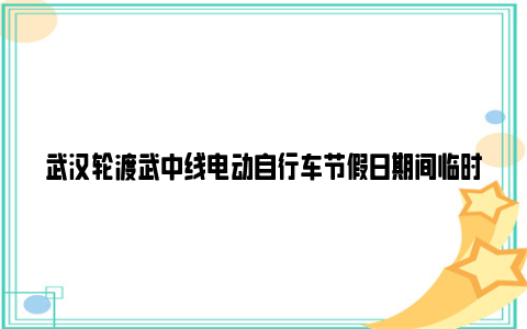 武汉轮渡武中线电动自行车节假日期间临时禁行