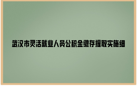 武汉市灵活就业人员公积金缴存提取实施细则（办理条件+方式）