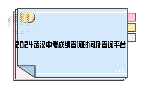 2024武汉中考成绩查询时间及查询平台