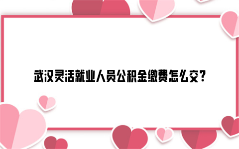 武汉灵活就业人员公积金缴费怎么交？