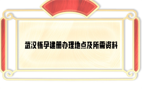 武汉怀孕建册办理地点及所需资料