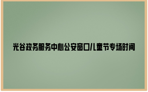 光谷政务服务中心公安窗口儿童节专场时间安排2024