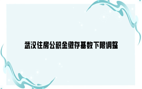 武汉住房公积金缴存基数下限调整