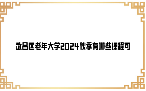 武昌区老年大学2024秋季有哪些课程可以报名？