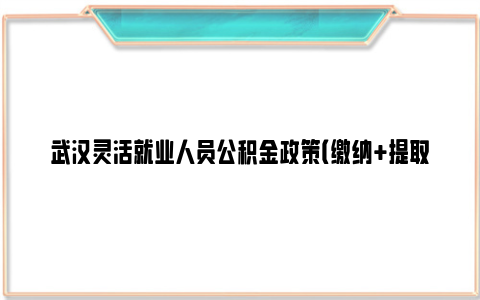 武汉灵活就业人员公积金政策（缴纳+提取+贷款）