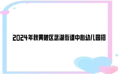 2024年秋黄陂区武湖街道中心幼儿园招生公告