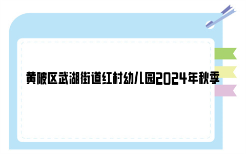 黄陂区武湖街道红村幼儿园2024年秋季招生公告