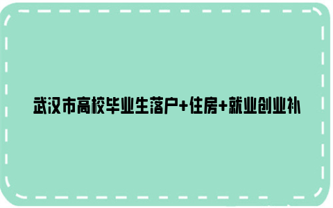 武汉市高校毕业生落户+住房+就业创业补贴政策