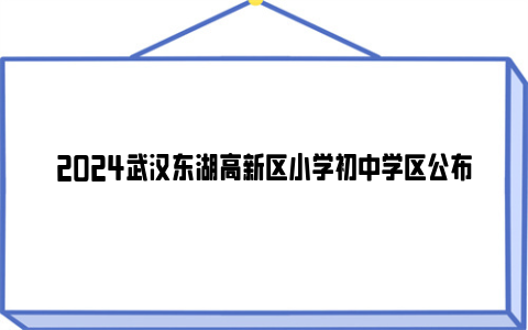 2024武汉东湖高新区小学初中学区公布时间