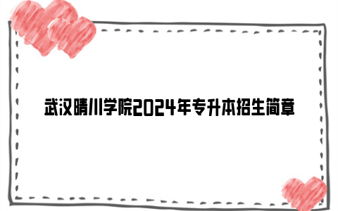 武汉晴川学院2024年专升本招生简章