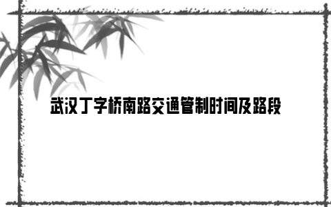 武汉丁字桥南路交通管制时间及路段