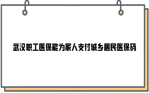 武汉职工医保能为家人支付城乡居民医保码