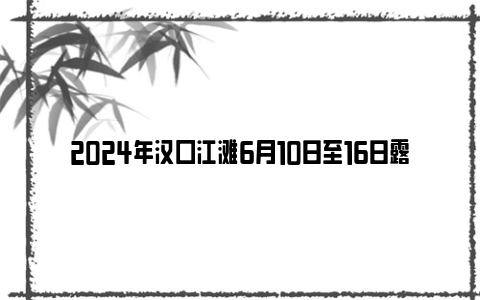 2024年汉口江滩6月10日至16日露天电影播放表